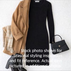 Vince Black Wool Blend Ribbed Knit Sheath Dress 74% Wool Size XS